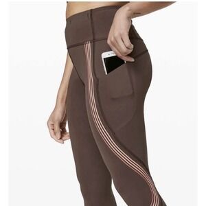 Lululemon Speed Limit Tight 23" Nulux Cherry Cola Coral Kiss Women's Size 10